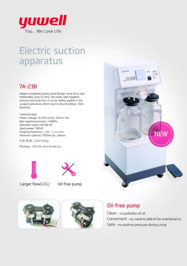 Automatic Yuwell Electric Suction Machine 7A-23B Price in BD - Image 3